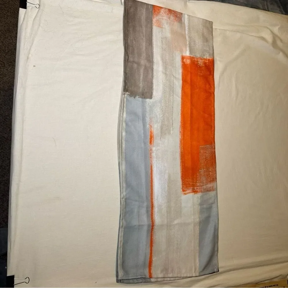 Table Runner 72 inches Long for Table Decoration Orange Brown and Grey Abstract